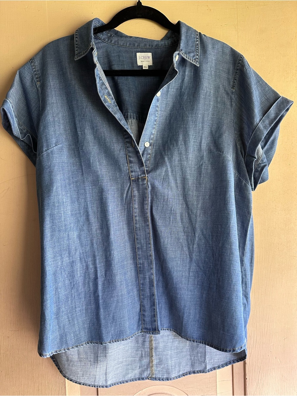 J. Crew Light Blue Chambray Short-Sleeve Button Shirt